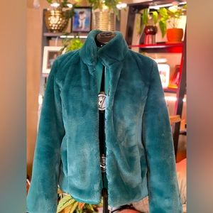 Maison Jules faux fur jacket in Emerald green
